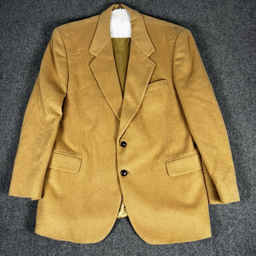 Vintage 100% Camel Hair Blazer Sport Coat Mens Size XL Gentleman Tailors Row 80s
